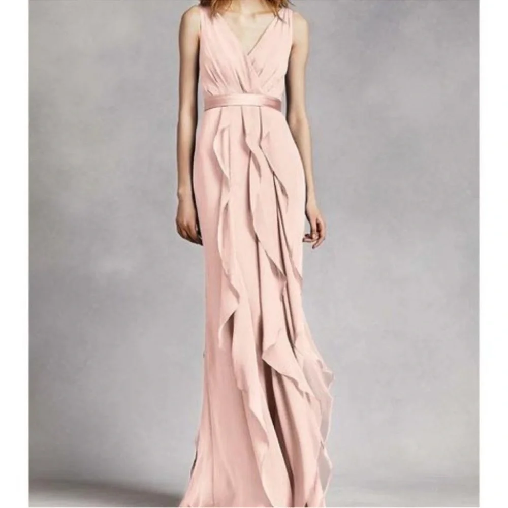 White By Vera Wang brand new with tags blush pink size 2 gown with satin belt - Picture 1 of 11